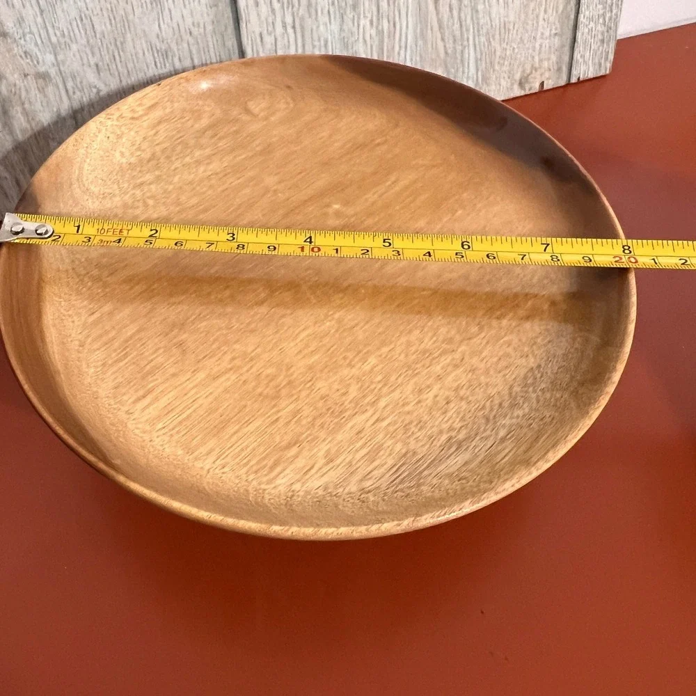 Vtg Solid myrtle Wood Pedestal Fruit Bowl Cake Stand Mid Century Modern 8 Inch
